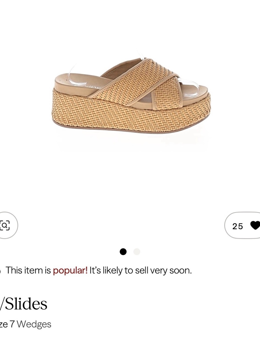 Tan Woven Raffia Platform Wedge Slides